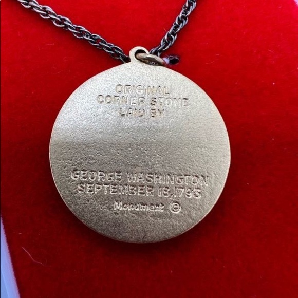 Original Cornerstone Laid by George Washington Monument Pendant on Chain In box - Picture 3 of 5